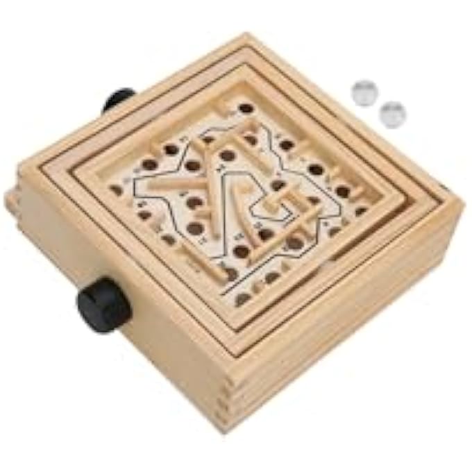 1-PIECE WOODEN LABYRINTH BOARD GAMES 3D MAZE PUZZLE HANDCRAFTED BOARD GAME (16X5X16CM) - Image 1